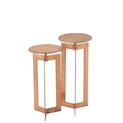 Set de 2 tables d’appoint en métal cuivre 30x30x71 cm