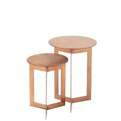 Set 2 tables en métal Cuivre 46x46x63cm