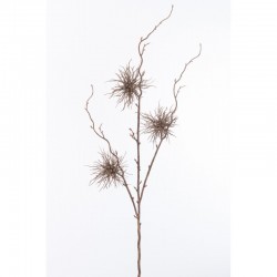 Branche d’oursin 3 fleurs en plastique marron 12x12x86 cm