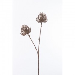 Branche 2 fleurs pailletées en plastique marron 7x9x70 cm