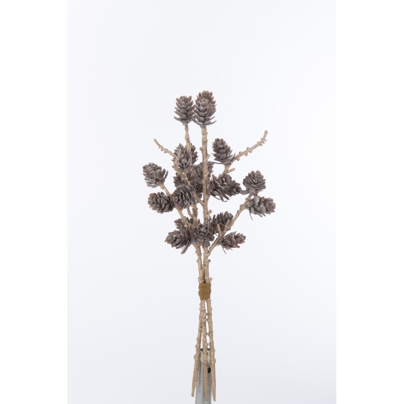 Bouquet de pommes de pin en plastique marron 6x12x28 cm