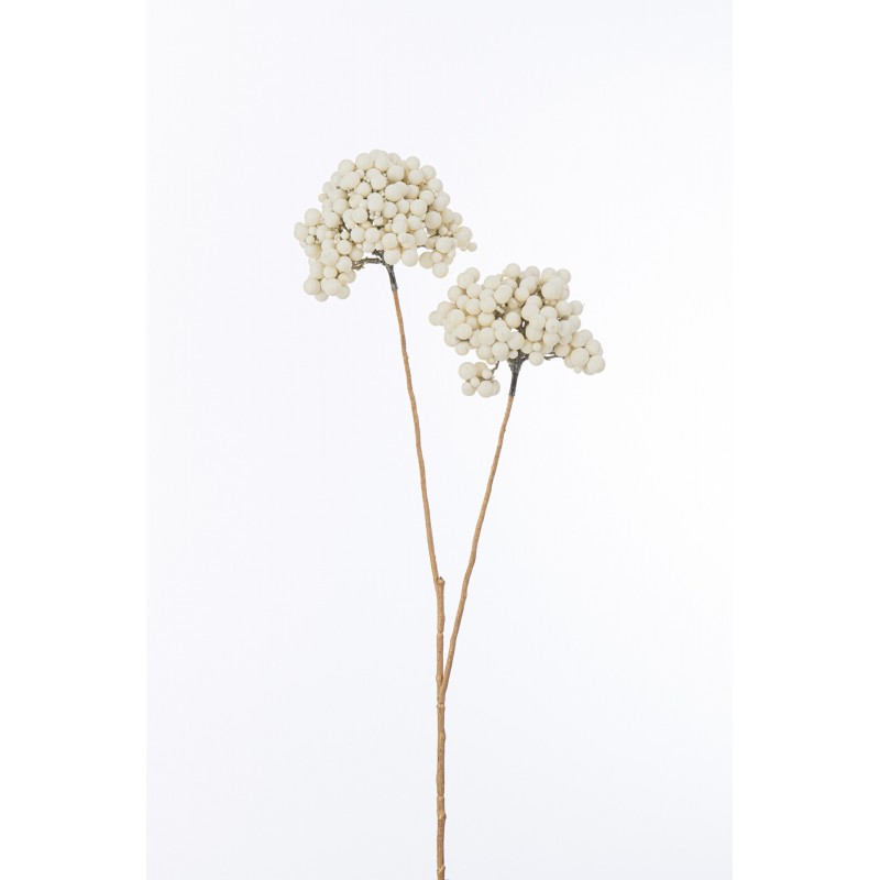 Branche 2 fleurs de baies en plastique crème 10x10x74 cm