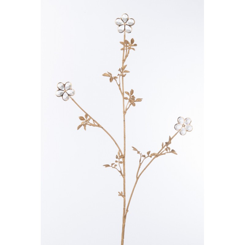 Branche de fleurs cristal en plastique or 3x10x81 cm