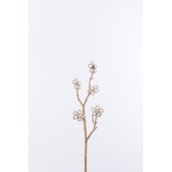 Branche avec fleur cristal en plastique or 3x8x42 cm