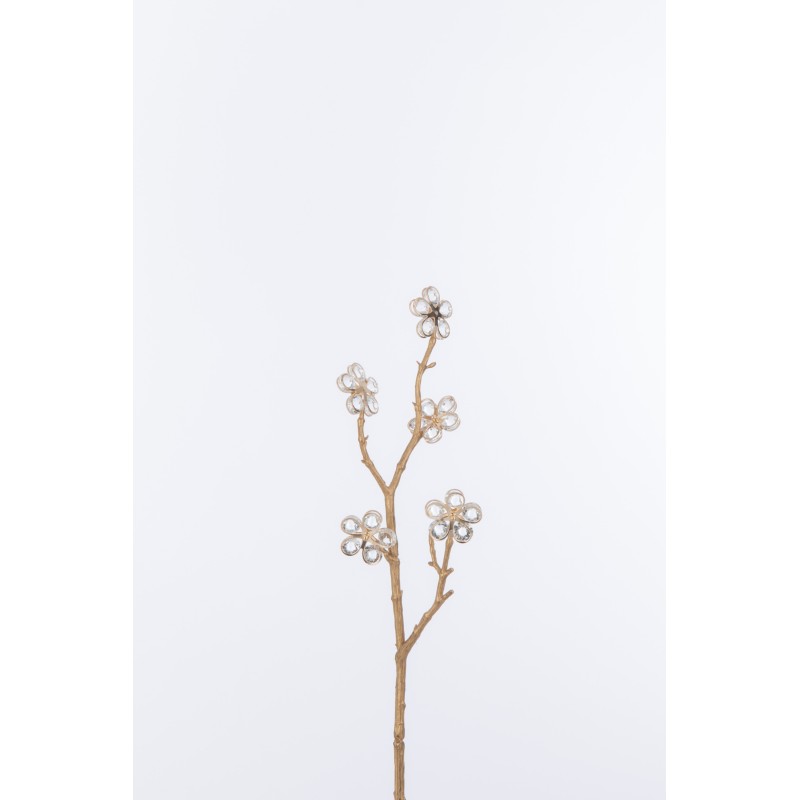 Branche avec fleur cristal en plastique or 3x8x42 cm