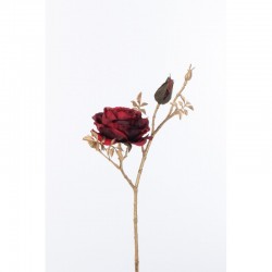Branche de rose artificielle avec bourgeons en plastique rouge 7x14x37 cm