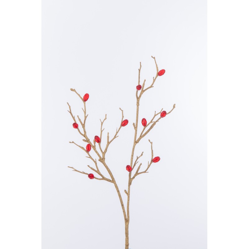 Branche avec pierre rouge en plastique beige 3x9x49 cm