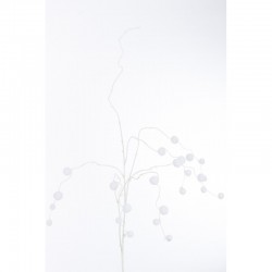 Branche pendante de pompons en plastique blanc 5x8x109 cm
