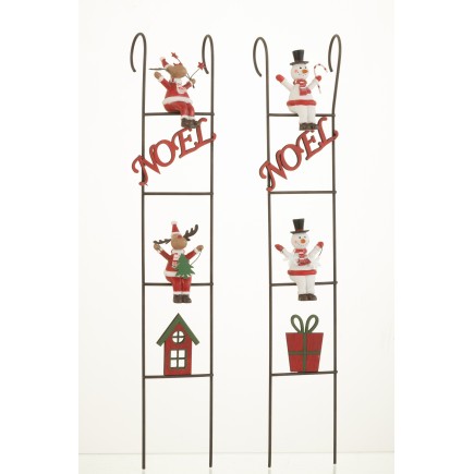 Set de 2 échelles de Noël en métal multicouleur 42.5x7x4.5 cm
