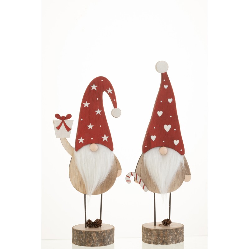 Set de 2 Pères Noël en bois rouge 13x8.5x32 cm Set de 2 Pères Noël en bois rouge 13x8.5x32 cm
