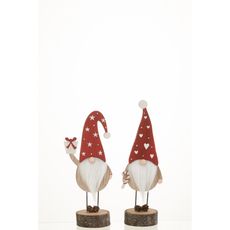 Set de 2 Pères Noël sur socle en bois rouge 10x7x26 cm Set de 2 Pères Noël sur socle en bois rouge 10x7x26 cm