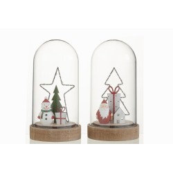 Set de 2 cloches de Noël avec led en bois multicouleur 20x10.5x10.5 cm