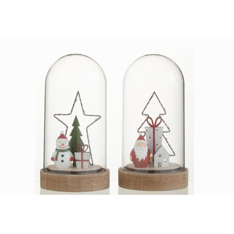 Set de 2 cloches de Noël avec led en bois multicouleur 20x10.5x10.5 cm