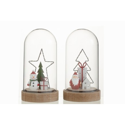 Set de 2 cloches de Noël avec led en bois multicouleur 20x10.5x10.5 cm