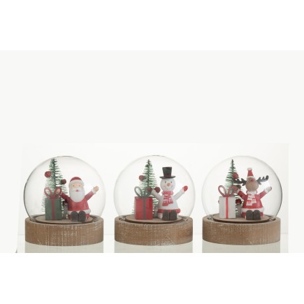 Set de 3 cloches de Noël avec led en bois multicouleur 11.5x10x10 cm