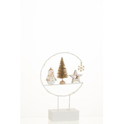 Décoration de Noël sur socle en bois blanc 22.5x15x5 cm