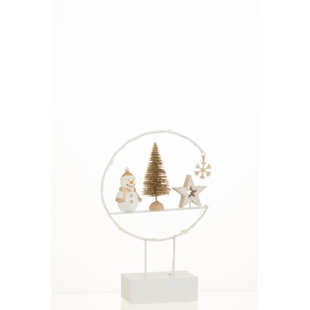 Décoration de Noël sur socle en bois blanc 22.5x15x5 cm