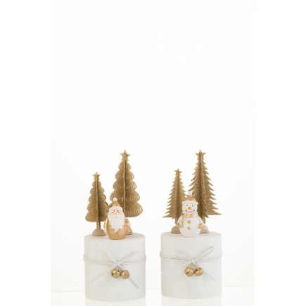 Set de 2 Pères Noël en bois blanc 18.5x7x7 cm
