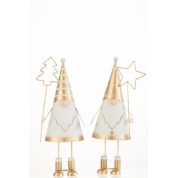 Set de 2 Pères Noël en métal blanc 30x10x10 cm