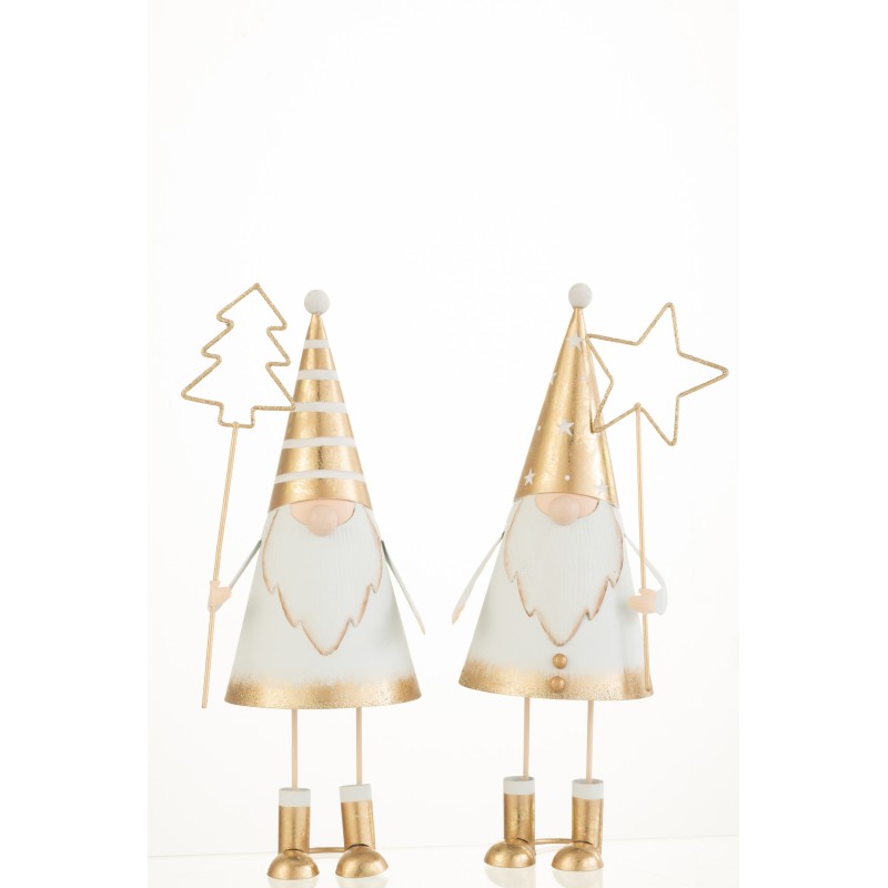 Set de 2 Pères Noël en métal blanc 30x10x10 cm