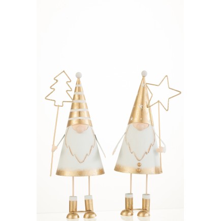 Set de 2 Pères Noël en métal blanc 30x10x10 cm