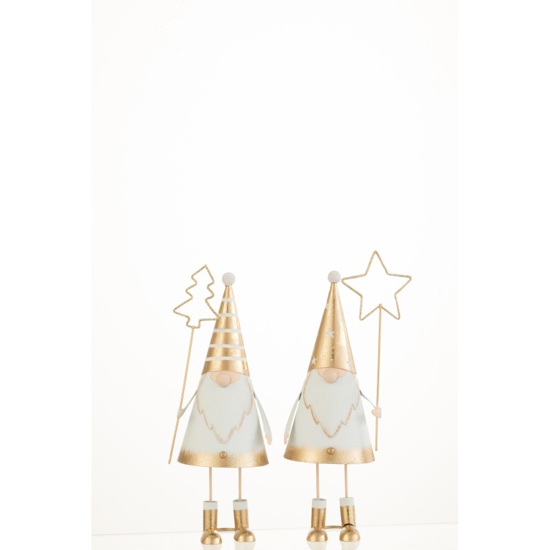 Conjunto de 2 Papá Noel de metal blanco de 24x7.5x7.5 cm