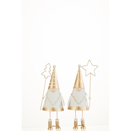 Set de 2 Pères Noël en métal blanc 24x7.5x7.5 cm