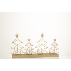 Photophores de Noël en bois or 38x19.5x7.5 cm