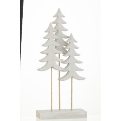 Sapins sur socle en bois blanc 36x16x7 cm