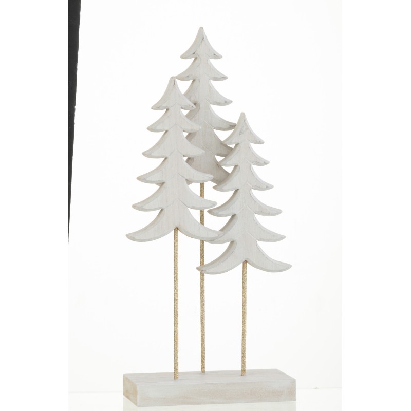 Sapins sur socle en bois blanc 36x16x7 cm