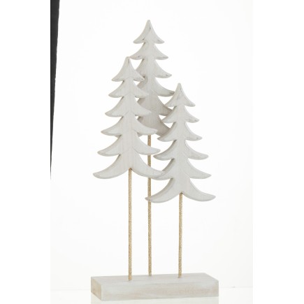 Alberi di Natale su base in legno bianco 36x16x7 cm