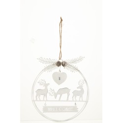 Colgante de Navidad de metal blanco de 20.5x19x0.5 cm