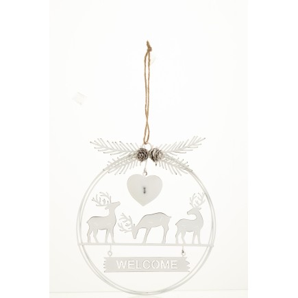 Colgante de Navidad de metal blanco de 20.5x19x0.5 cm