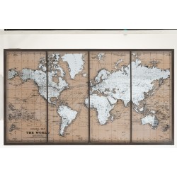 Carte du monde en verre beige 143.5x2.5x81 cm