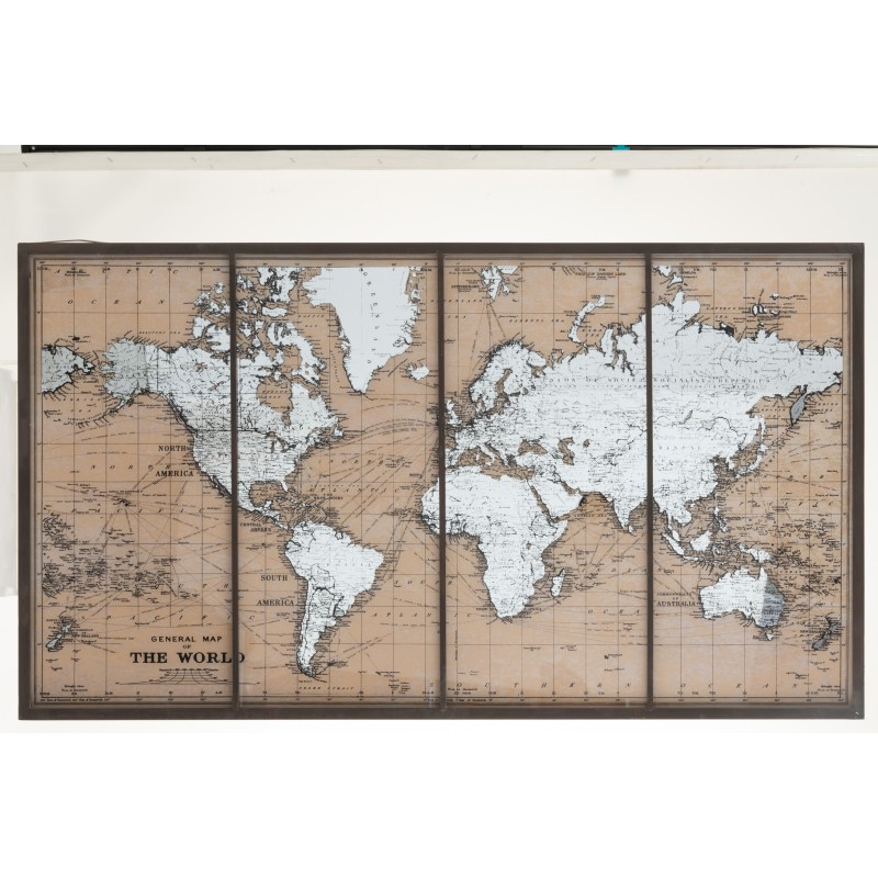 Mapamundi en cristal beige 143.5x2.5x81 cm Mapamundi en cristal beige 143.5x2.5x81 cm