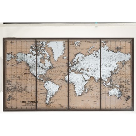 Mapamundi en cristal beige 143.5x2.5x81 cm