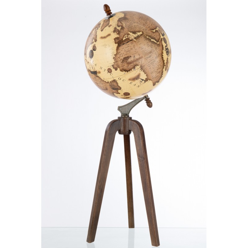 Globe terrestre sur pied en bois marron 38x38x104 cm