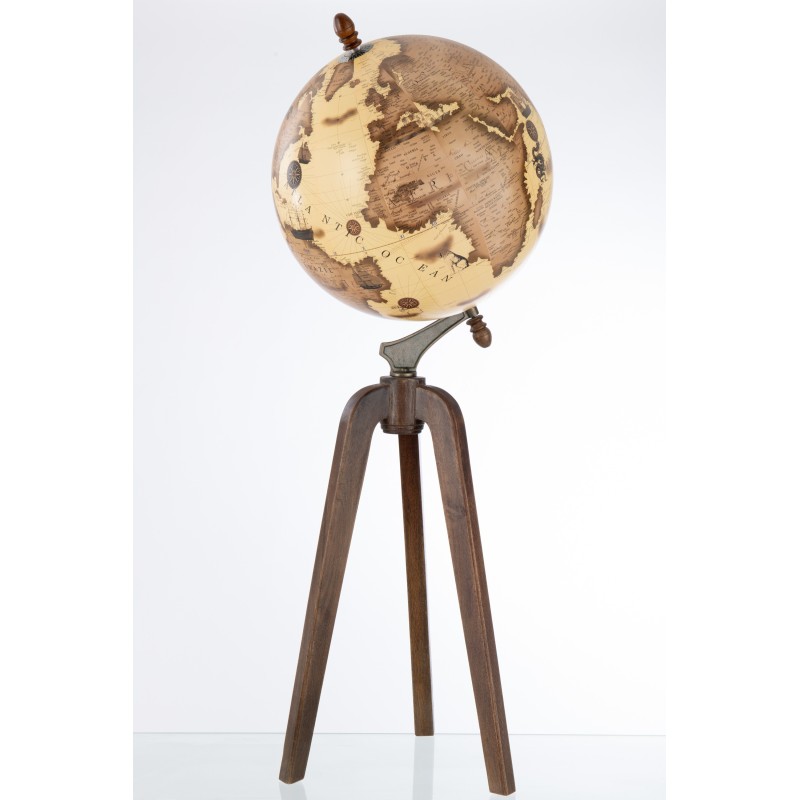 Globe terrestre sur pied en bois marron 38x38x104 cm