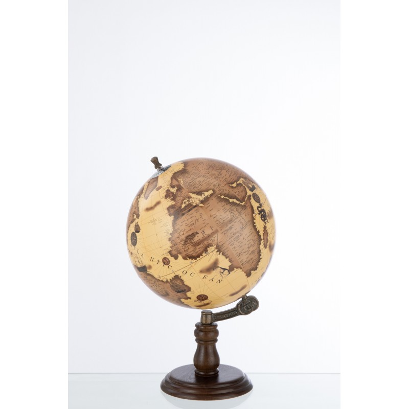 Grand globe terrestre vintage en bois massif –