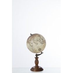 Globe terrestre sur pied en bois beige 20x20x40 cm