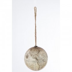 Globe à suspendre en bois beige 10x10x10 cm