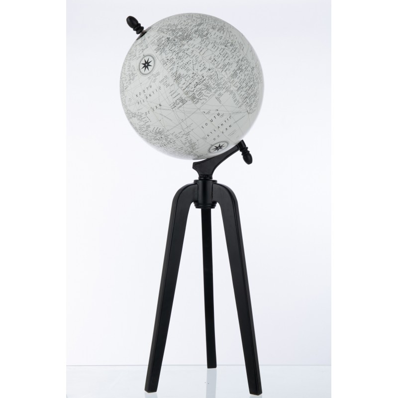 Globe terrestre sur pied en bois gris 38x38x104 cm