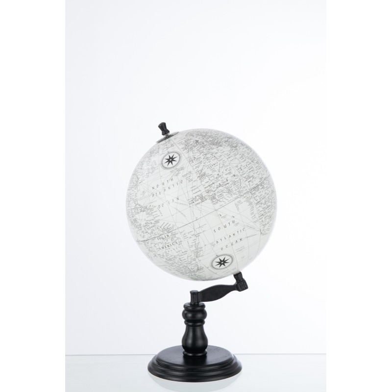 Globe terrestre sur pied en bois gris 30x30x50 cm