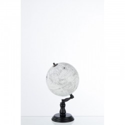 Globe terrestre sur pied en bois gris 20x20x37 cm