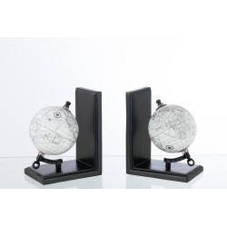 2 serre-livres globe en bois gris 28.5x10x18 cm