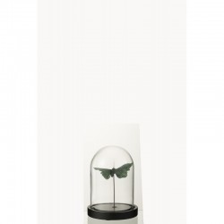 Campana con mariposa de vidrio verde 11.5x11.5x16 cm