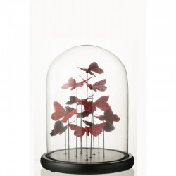 Campana con mariposas de vidrio Bordeaux 23x23x29 cm