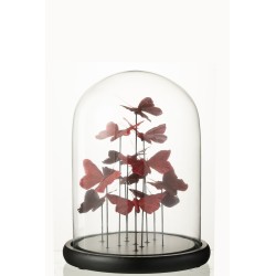 Cloche avec papillons en verre Bordeaux 23x23x29 cm