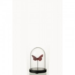 Cloche avec papillon en verre Bordeaux 11.5x11.5x16 cm