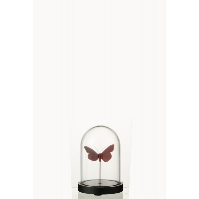Campana con mariposa de vidrio Bordeaux 11.5x11.5x16 cm